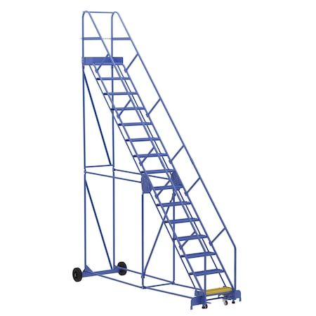 Vestil 186 H Steel Warehouse Ladder, 50 deg Grip, 15 Step, 14", 15 Steps LAD-15-14-G-EZ